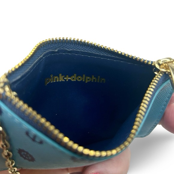 Pink Dolphin Nautical Theme Coin Pouch Luxe Designer Sailor Beach Coastal Travel - Picture 4 of 4